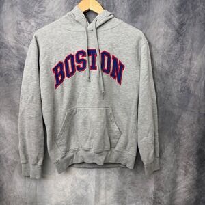 New York Popular Boston Applique Hoodie Small Gray Blue Red Gameday Souvenir